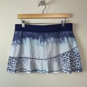 Sofibella Tennis Skort Womens Large Blue Leopard Print Pickleball Athletic Skirt